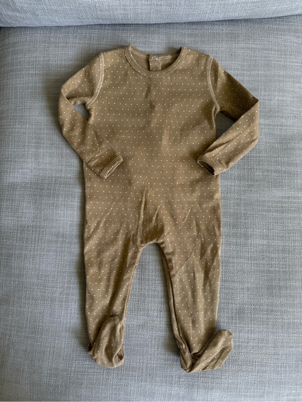 Lovely littles golden dot romper Brown Footed One-Piece with Subtle Dot Print